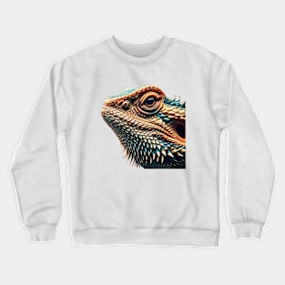 Bearded Dragon Headshot - Turquoise and Orange Crewneck Sweatshirt